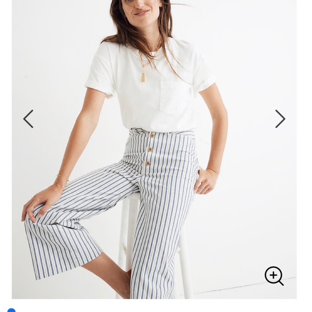Madewell Emmett Wide Leg Crop Pants in Stripe. 27